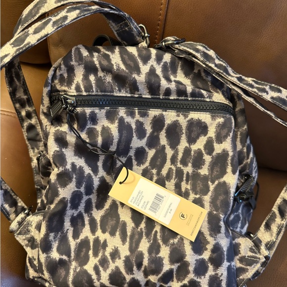 NWT Rebecca Minkoff Julian, mini leopard print backpack in black and gray nylon main image 4